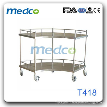 Chariot médical d&#39;instruments chirurgicaux en acier inoxydable T418